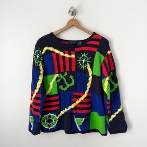 Vintage Eagle’s Eye Nautical Cotton Crewneck Sweater